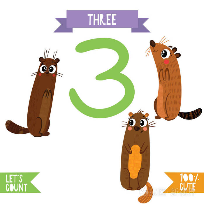 数字的汇集与动物从1到10设置为孩子学习计数和写