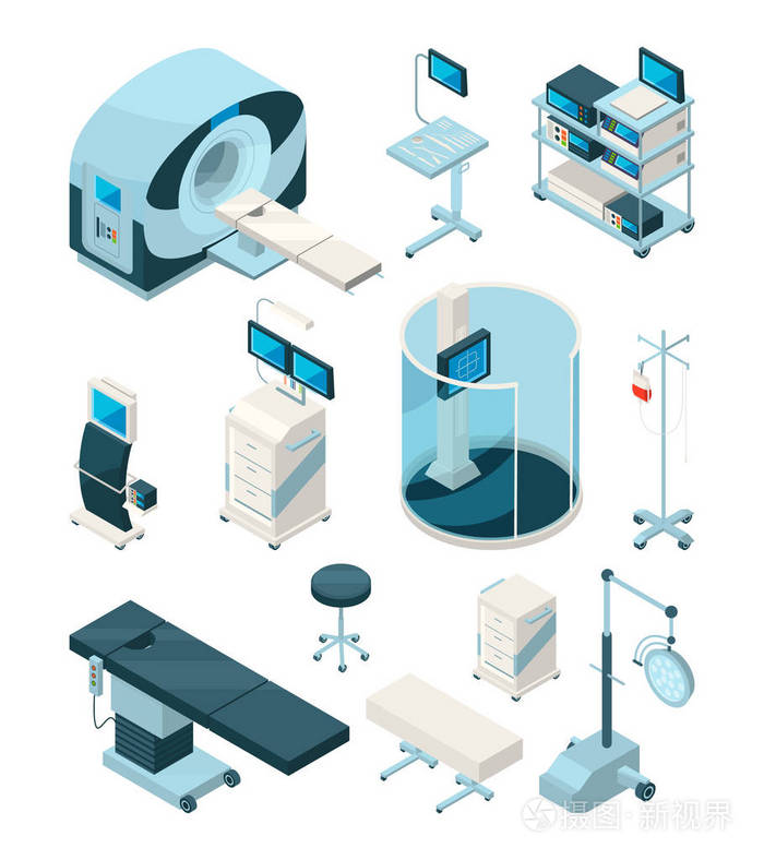 不同的医院设备.医疗桌和其他设备