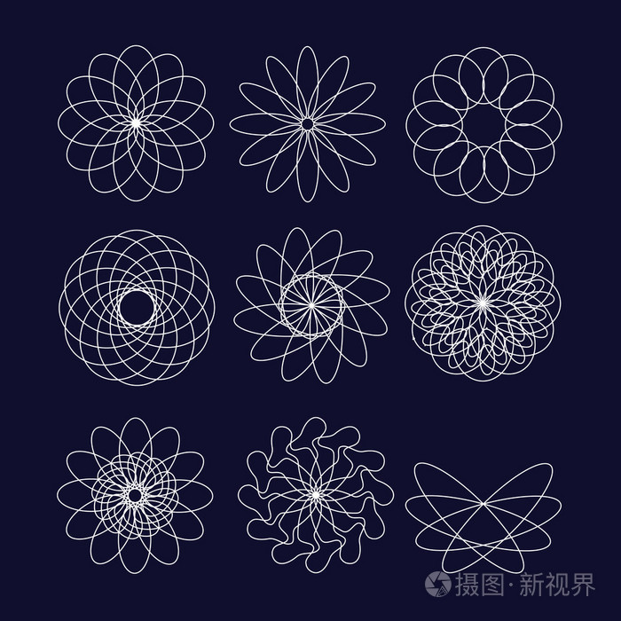 简单的几何装饰品向量集的圆形图案