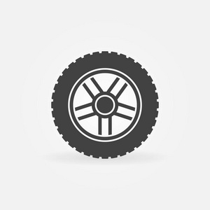 汽车车轮与轮胎矢量图标或徽标元素