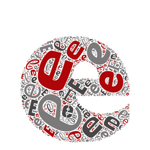 概念红色, 灰色和黑色嬉戏滑稽教育的矢量插图在白色背景上被隔离的字符形状的字母集合或组组成的字体。现代艺术字母学习单元设计