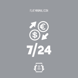 外币兑换 724美元欧元矢量 web 图标