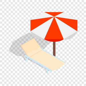 沙滩躺椅与伞等距图标