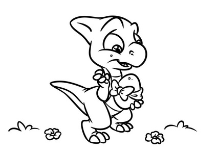 恐龙蛋着色页卡通插图图片