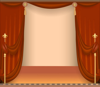 红色的窗帘舞台背景的插图
