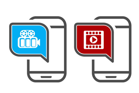 用于视频回放的应用程序图标.移动流技术.矢量插图照片