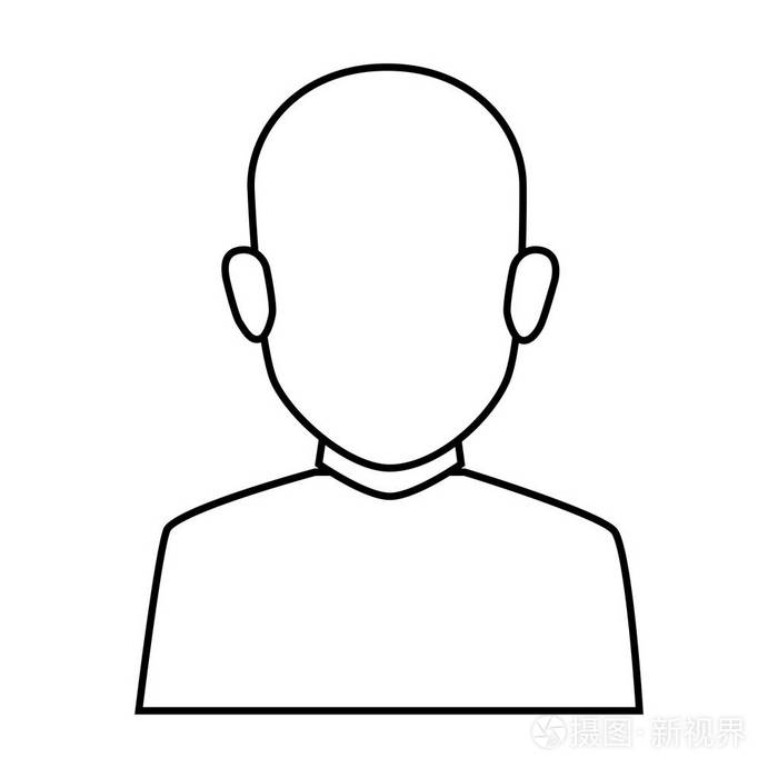 轮廓不露面半身黑发秃头的男人插画-正版商用图片0pax6z-摄图新视界