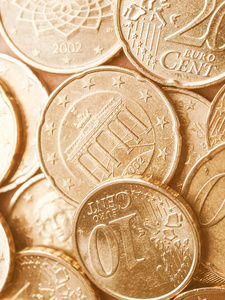 欧元硬币背景复古