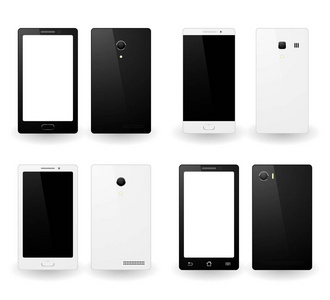 智能手机在白色背景上隔离带触摸屏的手机