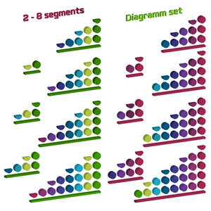 左侧的等距图水平体积圈集。3d 图形模板。丰富多彩的图表元素。矢量