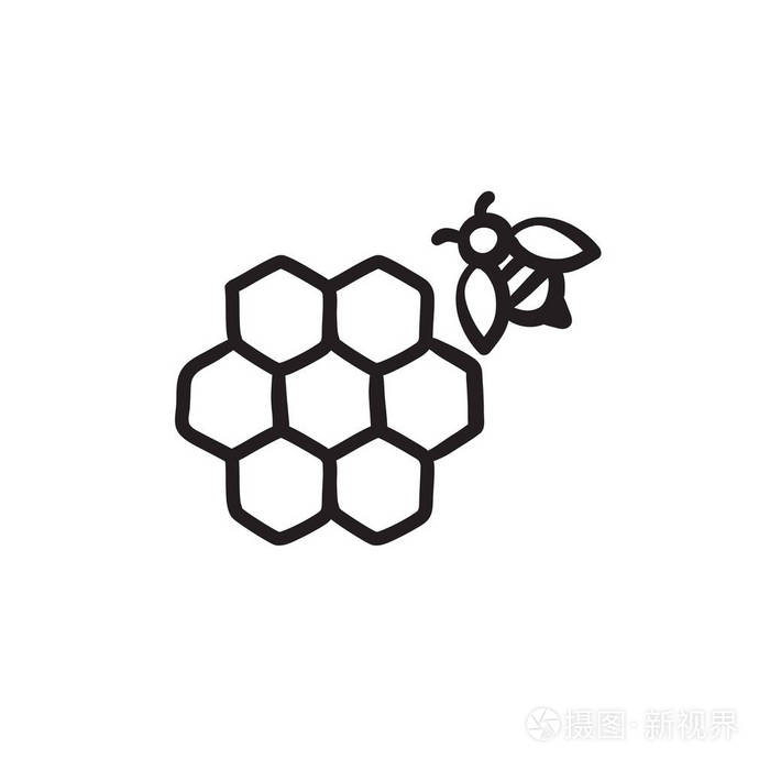 蜂窝和蜜蜂素描图标插画-正版商用图片0pb1ii-摄图新视界