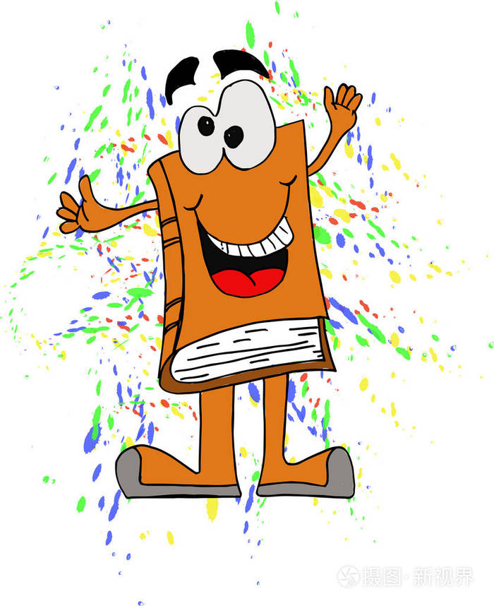 用笑脸作为卡通人物的书的彩色版本.白色矢量背景上的彩色水滴