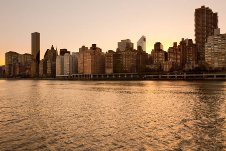 曼哈顿中城的地平线在日落, 纽约市, 纽约, 美国