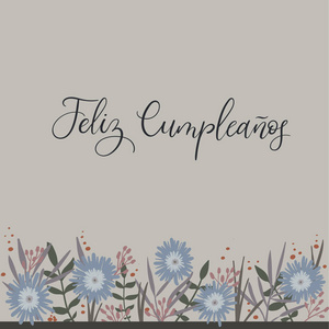 费利斯 Cumpleanos西班牙语生日快乐。书法贺卡