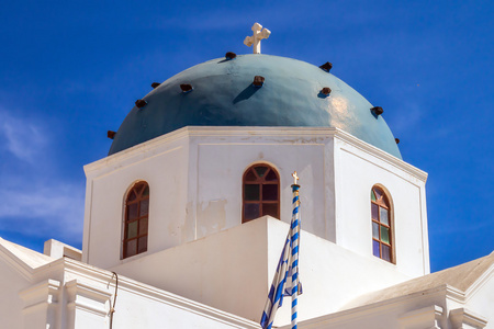 Anastasi 教会在圣托里尼岛，希腊麦克诺斯岛村