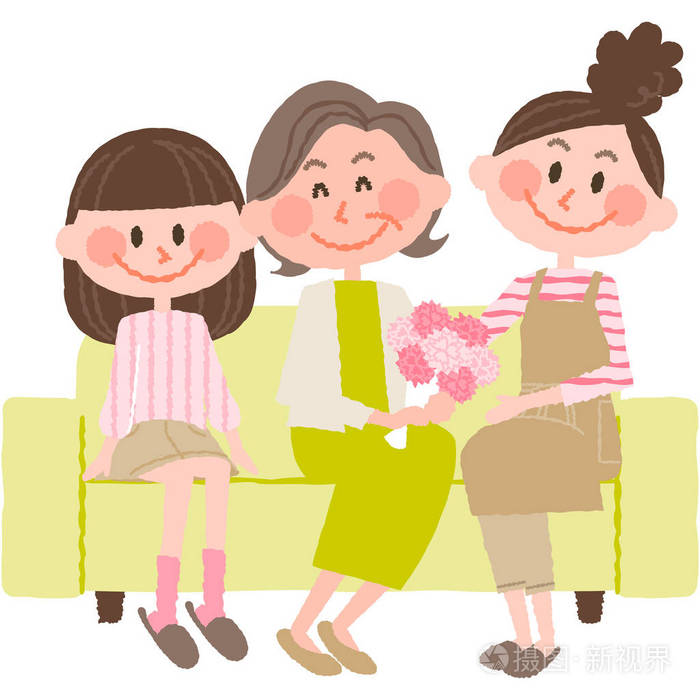 下载小样发票合同问题/举报奶奶妈妈女孩女儿母亲快乐的祖父母日贺卡