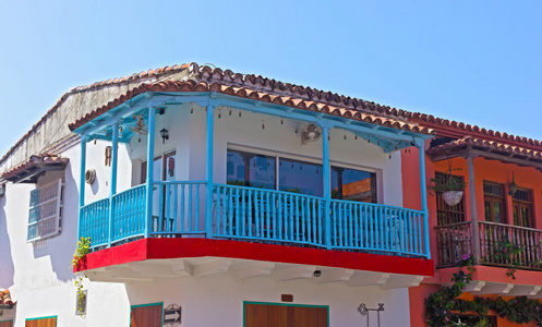 在哥伦比亚卡塔赫纳市蓝色阳台的房子
