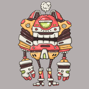独眼机器人.卡通插图照片