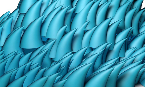 抽象的蓝色锥模型，3d 渲染