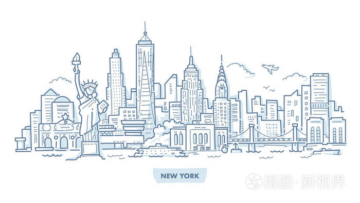 纽约地图简笔画图片