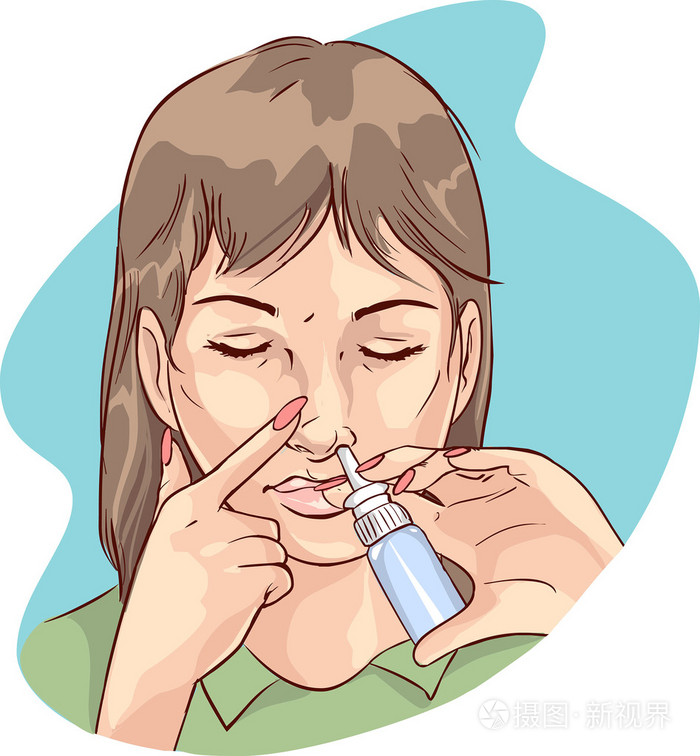 使用鼻喷雾剂药物的妇女