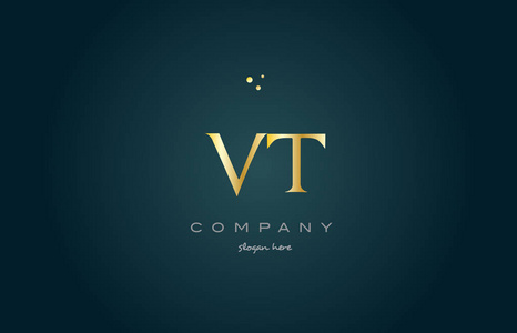 vt v t 黄金金色豪华字母表字母标志图标模板
