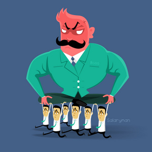 生气的老板概念对工薪阶层的生气老板行动.照片