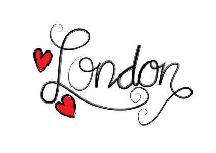 伦敦。手写城市名称。手工刻字书法