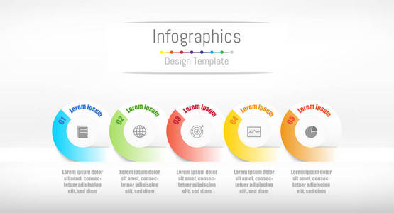 您的业务数据与 5 选项 零件 步骤 时间线或过程的信息图表设计元素。矢量图