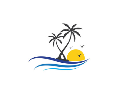 棕榈树夏天 logo 模板矢量插图图片