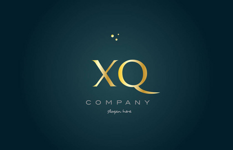 xq x q 金金色豪华字母表字母标志图标模板