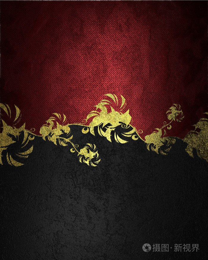 黑色和红色背景与黄金图案设计元素