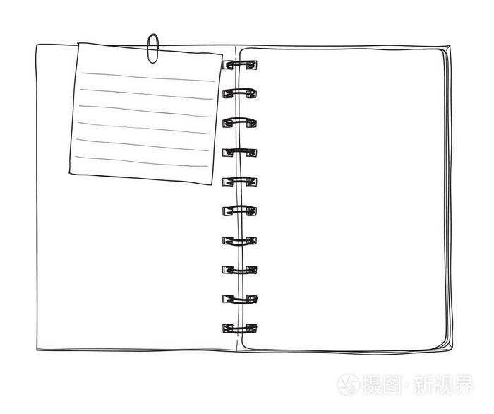 笔记本和便笺纸手绘矢量线艺术插画插画 正版商用图片0pc38j 摄图新视界
