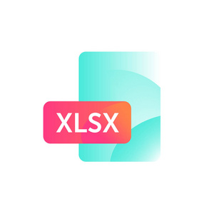 Xlsx 格式图标。向量。渐变平面样式。明亮的, 时髦的图标插图。图像在白色背景下被隔离。网站和演示文稿的现代图标