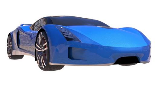 未来的蓝色光泽的概念跑车