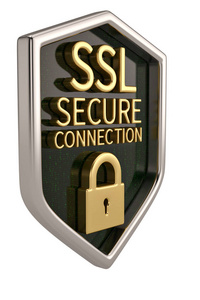 屏蔽和锁定 ssl 安全设计在白色背景下隔离