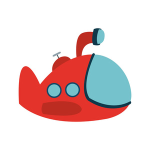 卡通风格白色背景下卡通潜艇颜色的矢量图示黄色海底海底有鱼类, 卡通