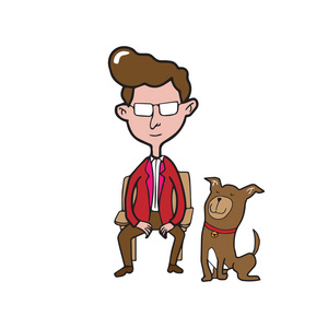 卡通人与狗图片-卡通人与狗素材-卡通人与狗插画-摄图新视界