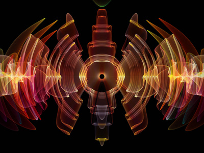 波函数系列。彩色正弦振动光和分形元素在声均衡器音乐谱和量子概率问题上的背景组成