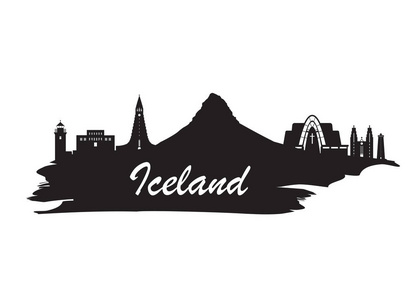 冰岛地标全球旅行和旅行论文背景。Vec