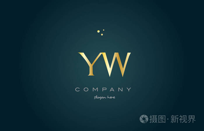 yw y w 金金色豪华字母表字母标志图标模板