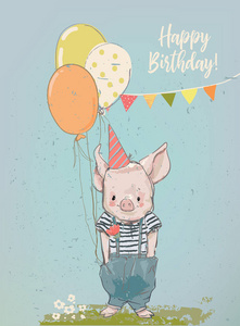 生日卡通小猪照片