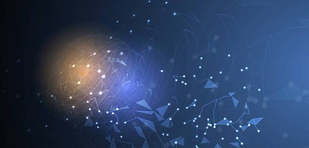 连接的单元格.高技术的过程.抽象未来背景神经网络的概念.