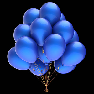 彩色氦气球束蓝色黑色背景