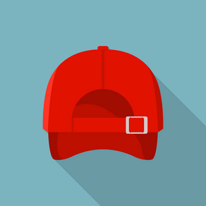 后红色棒球帽图标, 平面风格