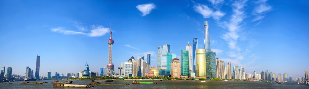 东方明珠天际线上海天际线全景照片