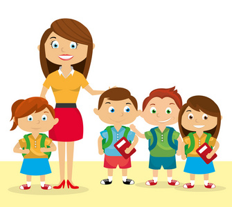 卡通儿童事业组关于学生混合赛跑步行学校孩子们隔离的det.