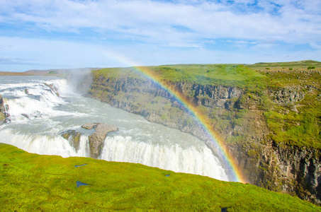 Gullfoss美丽的瀑布在冰岛