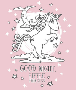 美好的夜晚,星星与独角兽梦幻海报照片