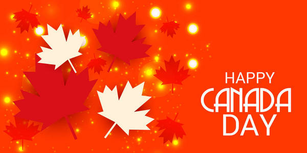 带文本空间背景的加拿大快乐日横幅的矢量插图